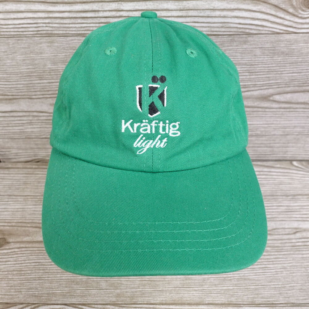 KRAFTIG LIGHT BEER LOGO GREEN ADJUSTABLE ST LOUIS STRAPBACK BASEBALL HAT CAP